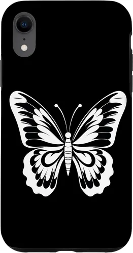 Vista 24 de Funda gráfica de mariposa blanca y negra para iPhone 16