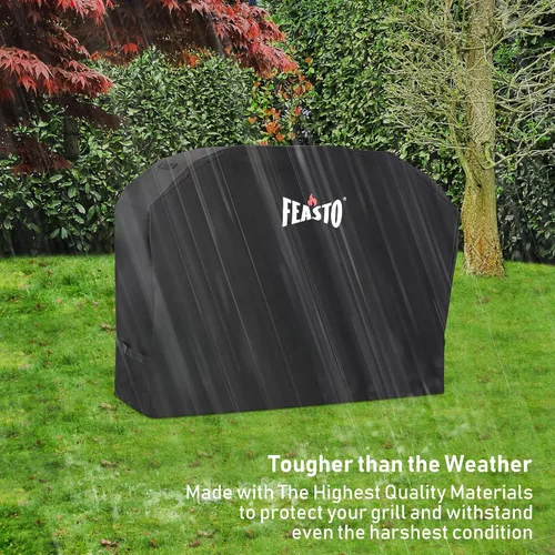 Vista 8 de Feasto Funda para parrilla de barbacoa, 55 pulgadas, resistente al agua, con correa de velcro ajustable, anti-UV, resistente a la decoloración, se