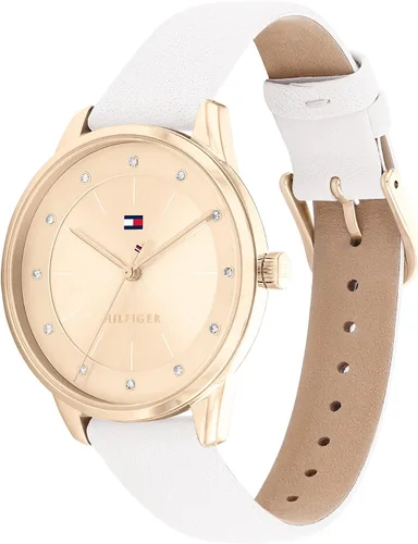 Vista 2 de Tommy Hilfiger 1782543 - Caja de acero inoxidable y correa de cuero para mujer Color blanco Blanco