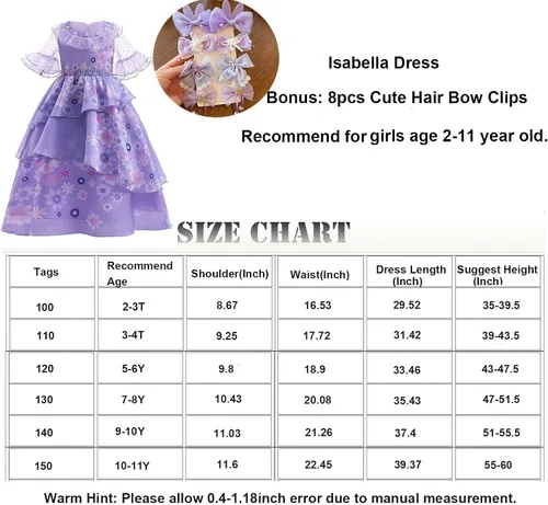 Vista 5 de WanBigVa Kids Girls Cartoon Costume Dress for Halloween Cosplay Dress-up Christmas Party Outfit