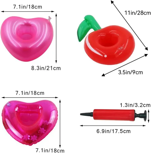 Vista 2 de Soportes de bebidas flotantes para piscina, inflables para bebidas, posavasos con mini bomba de aire