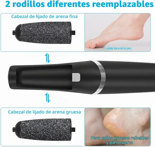 Vista 4 de Removedor eléctrico profesional de callos de pies, kit de herramientas de pedicura electrónico recargable, resistente al agua con 4 cabezales