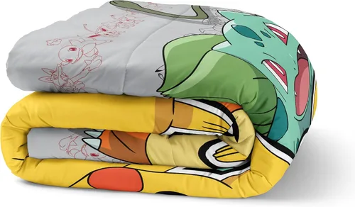 Vista 3 de Northwest Pokemon - Juego de cama individual en una bolsa, Pikachu Squirtle Eevee Charmander, ropa de cama de anime para niñas y niños, escuadrón
