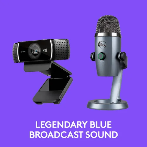 Vista 4 de Logitech C922x Pro Stream Webcam - Cámara Full HD de 1080p con micrófono USB de condensador profesional Blue Yeti Nano
