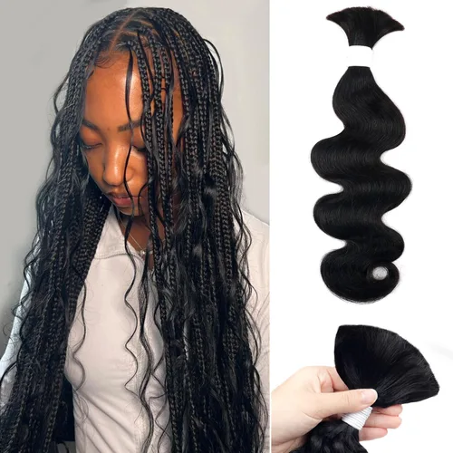 Vista 24 de Liqusee Cabello Humano para Trenzar 3.53 oz Un Paquete 14 Pulgadas Negro Natural Ondulado Rizado a Granel Cabello Humano para Trenzar Sin Trama 100%