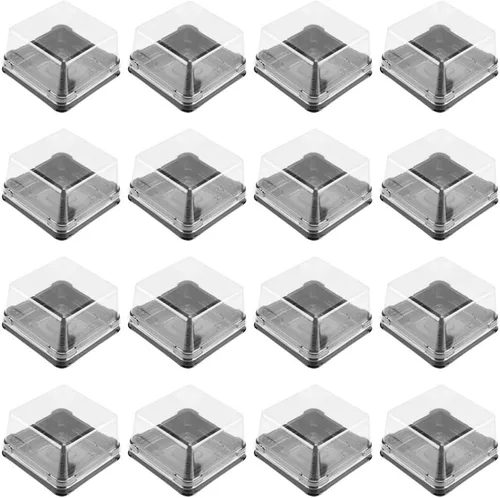 Vista 2 de 100 mini recipientes para pasteles con tapas, caja cuadrada de 2.75 pulgadas para pasteles de 1.77 onzas, soporte individual de plástico
