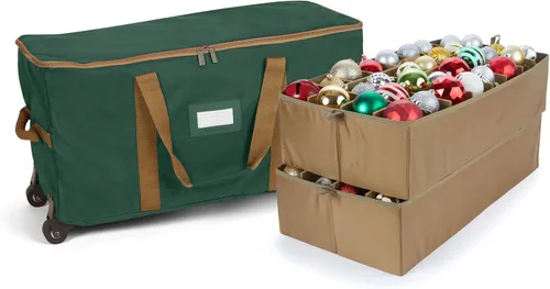Vista 25 de Covermates Keepsakes Bolsa de almacenamiento ajustable para adornos, con asas de transporte, protección acolchada, ruedas dobles, almacenamiento