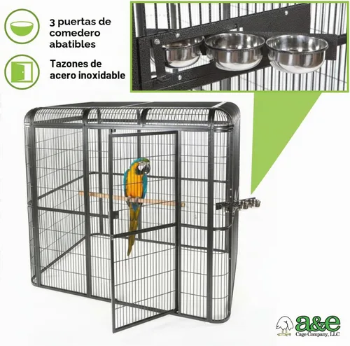 Vista 3 de A&E Cage Co WI8662 - Pajarero para loros, 86 x 62 x 79 pulgadas