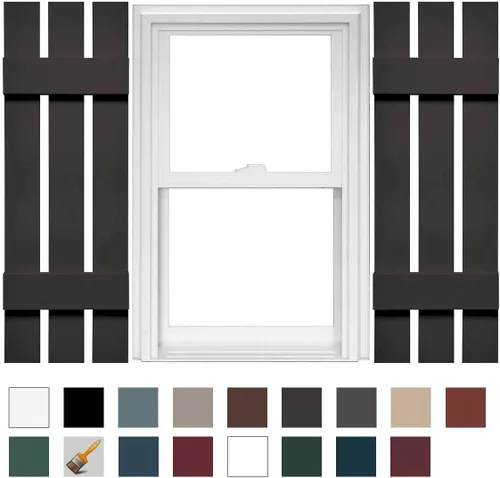 Vista 43 de Mid America Board and Batten - Persiana estándar de vinilo con 3 tablas espaciadas de 12 pulgadas (1 par) - 12 x 55 002 negro