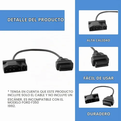 Vista 6 de Adaptador OBD1 a OBD2 para Ford de 7 pines a 16 pines Conector Negro Cable Adaptador OBD Herramienta de Diagnóstico de Reparación Conector