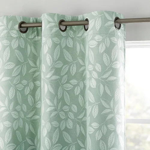 Vista 9 de Sun Zero Satti Panel de cortina 100% opaca con ojales bordados, perla/gris, 40 pulgadas de ancho x 84 pulgadas de largo (1 panel)