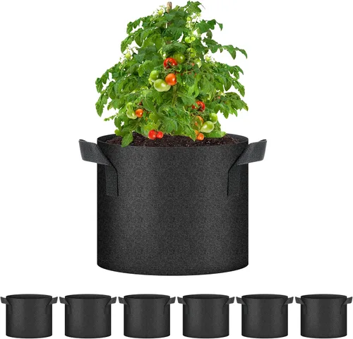 Vista 18 de HealSmart Paquete de 6 bolsas de cultivo no tejidas de 1 galón, macetas de tela de aireación con asas, adecuadas para frutas de jardín, verduras