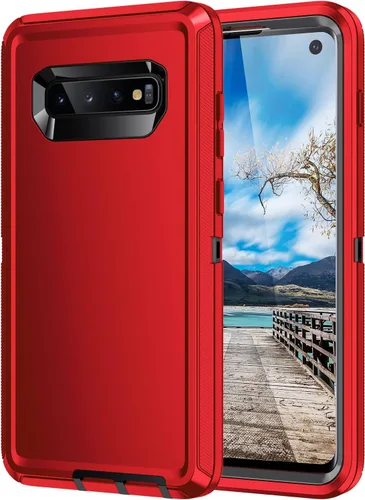 Vista 9 de Funda para Galaxy S10, [sin protector de pantalla] resistente a prueba de golpes, polvo y caídas, 3 capas de protección completa del cuerpo, funda
