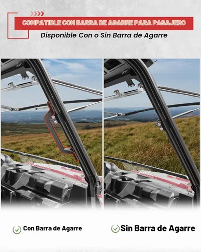 Vista 2 de StarknightMT Parabrisas abatible 3 en 1 compatible con Polaris Ranger XP
