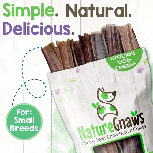 Vista 5 de Nature Gnaws Beef Gullet - Golosinas masticables para perros pequeños de 4 a 5 pulgadas (20 unidades) - Golosinas masticables de carne seca natural