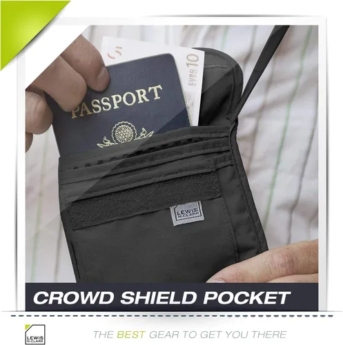 Vista 8 de Lewis N. Clark cartera de bloqueo RFID para Cuello), 1267BLK