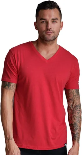 Vista 36 de Camiseta de manga corta con cuello en V para hombre, de algodón suave Sin marca - Blanco
