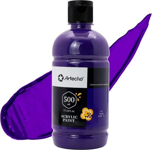 Vista 31 de Artecho Juego de pintura acrílica de 12 colores en envases grandes (500ml/17oz), pintura para manualidades artísticas para suministros de arte