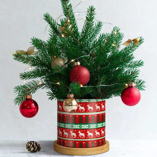 Vista 5 de Tioncy 6 macetas de Navidad de 3.15 pulgadas, suéter feo de Navidad, macetas de plástico para suculentas con drenaje y bandeja para plantas