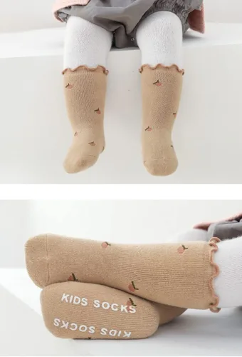 Vista 2 de Calcetines antideslizantes para bebés, calcetines cálidos y gruesos antideslizantes para niñas, niños y recién nacidos, 5 pares