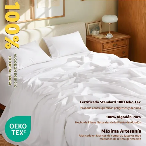 Vista 2 de Shilucheng Juego de Sábanas 100% de Algodón Egipcio - 1000 Hilos, Sábanas de Algodón de Lujo, Ropa de Cama y Fundas de Almohada Transpirables