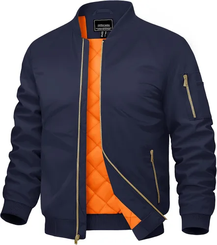 Vista 11 de CRYSULLY Chaqueta para hombre Otoño Invierno Espesar Cortavientos Chaquetas Bomber Abrigos Acolchados