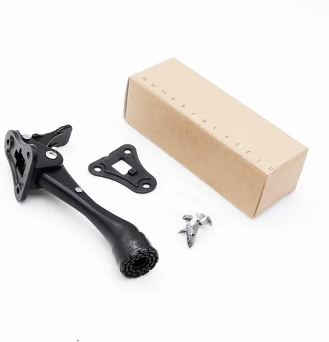 Vista 3 de Tope de puerta de 4 pulgadas con palanca de resorte, soporte de puerta semiautomático abierto con palanca de resorte, punta de goma (1, negro)