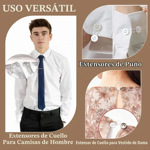 Vista 5 de 9 extensores de cuello para camisas de hombre, extensor de botón para camisas de vestir, extensor de cuello, extensor de cuello elástico suave