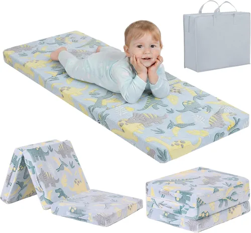Vista 16 de Tiita Colchón de suelo plegable para niños - Tapete para siesta que brilla en la oscuridad con bolsa de almacenamiento, almohadilla de suelo