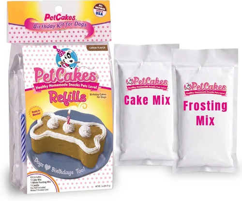 Vista 12 de Kit de Pastel de Cumpleaños para Perros PetCakes - Golosinas Completamente Naturales - De Cachorros a Perros Grandes, Sabor a Algarrobo - 5.5 Oz