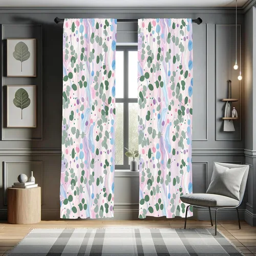 Vista 15 de Ambesonne - Paquete de cortinas de ventana de invierno de 2 unidades, cristales ornamentales de hielo con tiempo frío de enero abstracto, juego