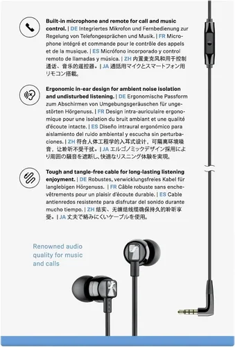 Vista 2 de Sennheiser CX 300S Auriculares intrauditivos con control remoto inteligente de un botón - Negro