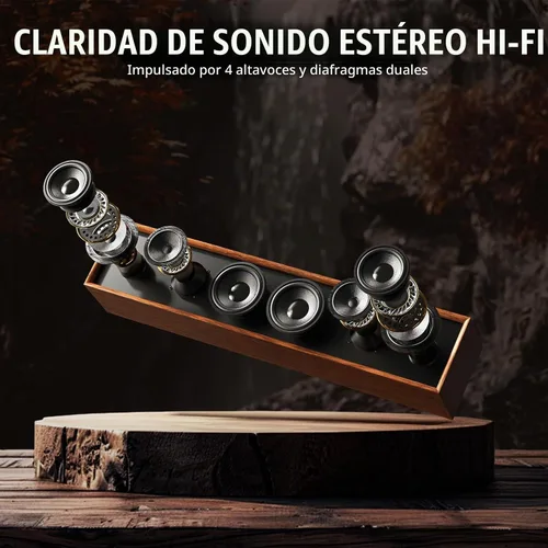 Vista 2 de Altavoces retro para computadora, barra de sonido de madera con Bluetooth 5.3 y conectividad USB, compatibilidad universal para PC, escritorio