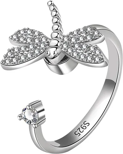 Vista 100 de Anillo de plata de ley 925, minimalista, ajustable, hecho a mano, para mujeres y niñas