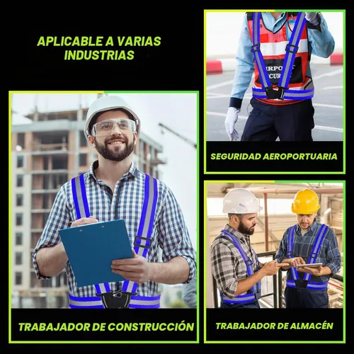 Vista 6 de Hercicy 20 piezas de chaleco reflectante de alta visibilidad, chalecos de seguridad, correas ajustables para correr, reflector ligero para Azul
