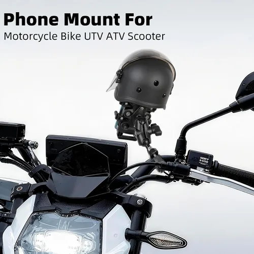 Vista 2 de Soporte de teléfono para motocicleta con amortiguador de vibraciones, impermeable, resistente al sol, base de montaje de manillar de aleación