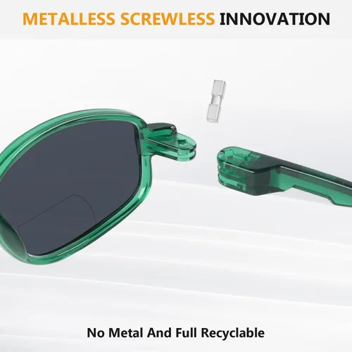 Vista 4 de BFOCO Gafas de sol bifocales con bisagras metálicas y sin tornillos para hombre - Sports Bifocal Sunnies (negro brillante) +1.00