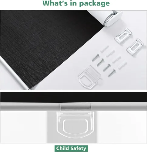 Vista 4 de Tonature Persianas enrollables sin cordones 100 % opacas con patrón de jacquard, protección UV, aislamiento térmico, persianas enrollables