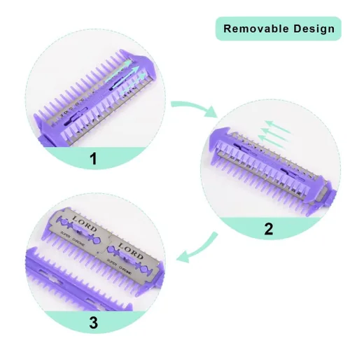 Vista 3 de 6 piezas de recortadora de puntas abiertas de doble filo, peine para adelgazar el cabello para cortes de pelo delgados en casa, mujeres y hombres
