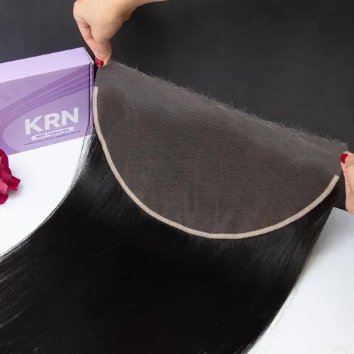 Vista 16 de KRN 5x5 HD Cierre de encaje, 0.1mm Ultra-delgado Invisible Cierre de encaje HD Pequeño Nudo Único Pre-arrancado con Cabello de Bebé 12A Grado