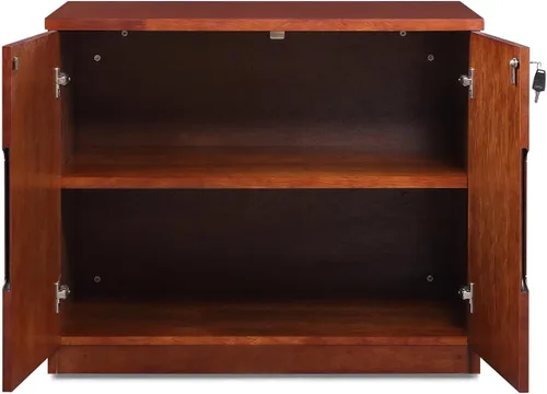 Vista 5 de ZURI Hayes Modern - Gabinete para impresora de almacenamiento de 2 puertas, madera clara