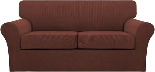 Vista 109 de Turquoize 2 fundas para sillas de sala de estar, funda de sofá con fundas de cojín individuales, funda de muebles para sillas (silla, beige biscotti)