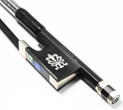 Vista 7 de ¡Nuevo modelo! Arco para violín avanzado de fibra de carbono Vingobow con diseño único con cristal (4/4, flor de lis)
