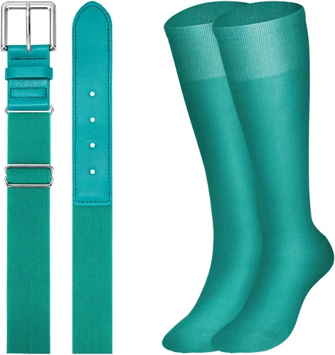 Vista 21 de XZQTIVE Conjunto combinado de calcetines de béisbol y softbol y cinturón de béisbol y sóftbol, calcetines de fútbol hasta la rodilla para niños