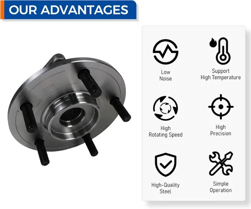Vista 6 de PAROD 513286 Conjunto de cubo de cojinete de rueda delantera compatible con Dodge Journey 2009-2017, Ram ProMaster 1500, 2500, 3500 5Lugs con ABS