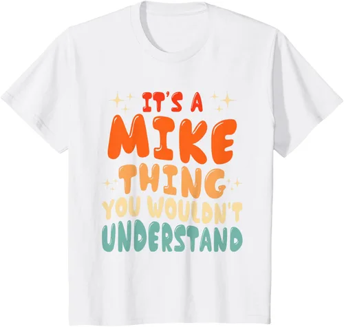 Vista 28 de Camiseta retro de los años 80 con texto en inglés "It's A Mike Thing You Wouldn't Understand", Negro