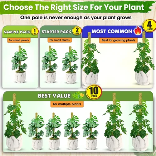 Vista 6 de DUSPRO Poste de musgo de malla apilable para plantas trepadoras, soporte de enredadera Monstera, para plantas de interior, palo extensible para 2
