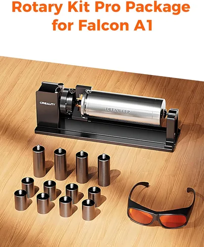 Vista 2 de Creality Kit de rodillos rotativos con elevadores para grabador láser Falcon A1, accesorios de grabado para grabar objetos cilíndricos, copa