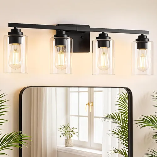 Vista 18 de VerRon Juego de 2 apliques de pared para baño, lámparas modernas de tocador, faroles de montaje de bronce cepillado al óleo, luces de pared