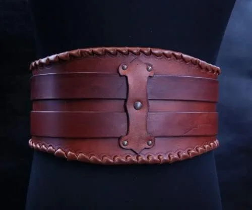 Vista 5 de Cinturón de riñón de cuero medieval, cinturón larp, armadura larp de los hombres, cinturón vikingo, cinturón pirata, marrón, estándar